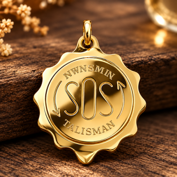 Talisman SOS hanger met ketting verguld RVS