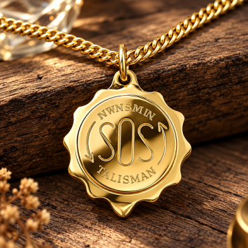 Talisman SOS hanger met ketting verguld RVS