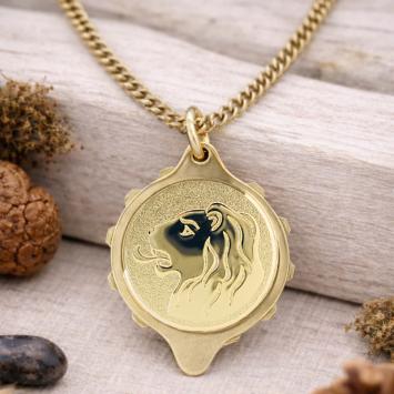 Talisman SOS hanger met Sterrenbeeld Leeuw verguld RVS