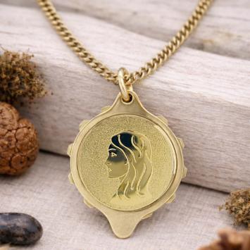 Talisman SOS hanger met Sterrenbeeld Maagd verguld RVS