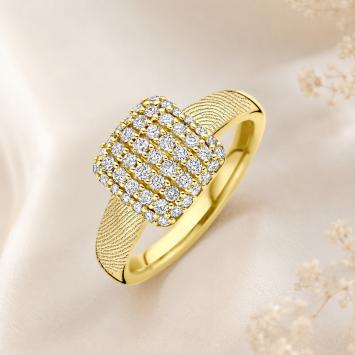 Vingerafdruk ring goud met stenen