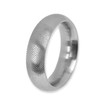 Vingerafdruk ring staal bol