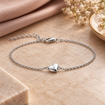 Zilveren armband met vingerafdruk in hartje