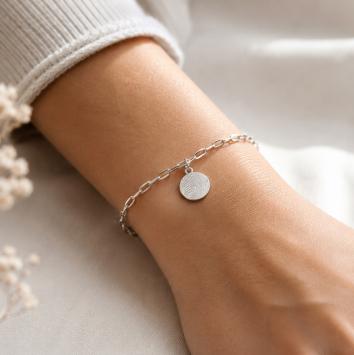 Zilveren armband met vingerafdruk rond