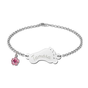 Zilveren baby armband met voetje