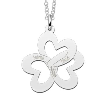 Ketting hanger drie harten verbonden Zilver