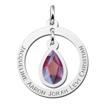 Zilveren druppel hanger met steen