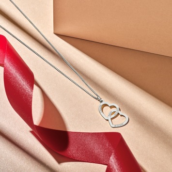 Ketting hanger zilver twee harten