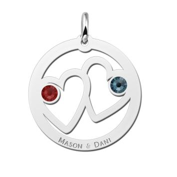 Zilveren hart hanger met geboortesteen