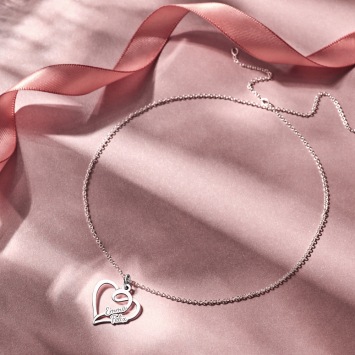 Ketting zilveren hart hanger met twee namen klein