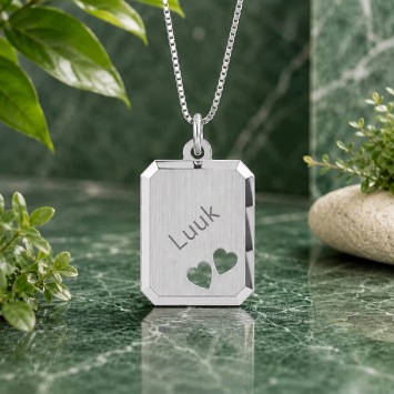Zilveren ketting hanger met twee hartjes
