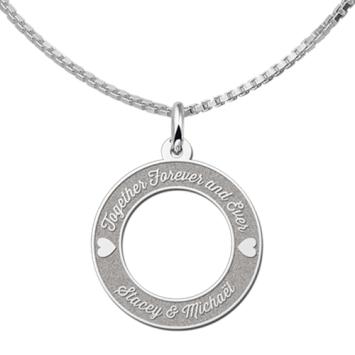 Ketting hanger rond met twee hartjes