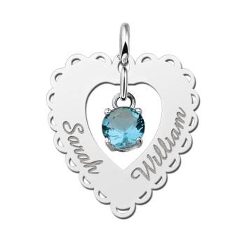 Ketting hanger zilver hart met Zirkonia sierlijk