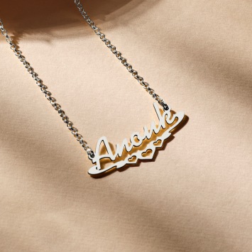 Zilveren naamketting Anouk