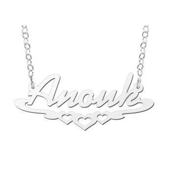 Zilveren naamketting Anouk