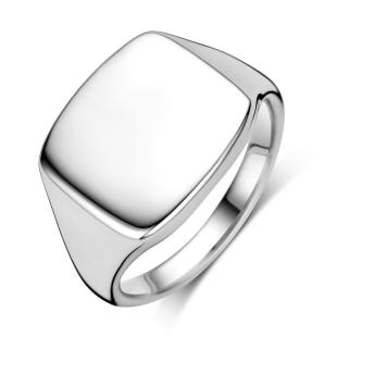 Zilveren rechthoekige zegelring sfeer