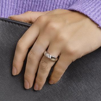 Zilveren ring met 5mm zirkonia sfeerbeeld