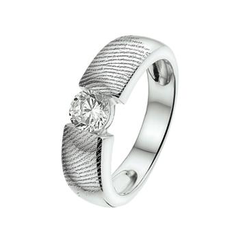 Zilveren vingerafdruk ring met zirkonia