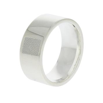 Zilveren ring met vingerafdruk in vak