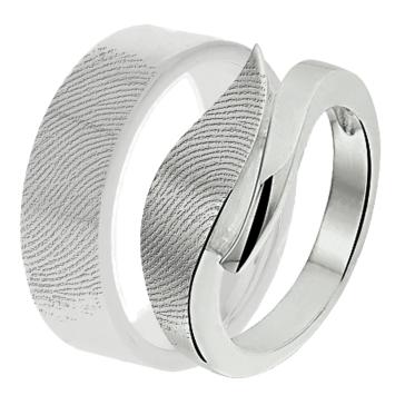 Zilveren vriendschapsringen met vingerafdruk