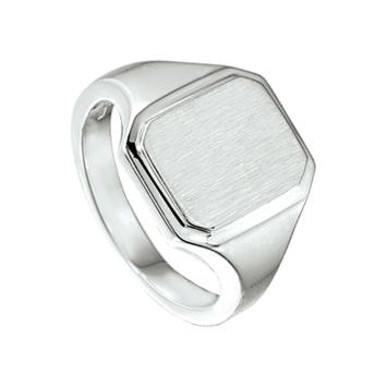 Zilveren zegelring in achtkant