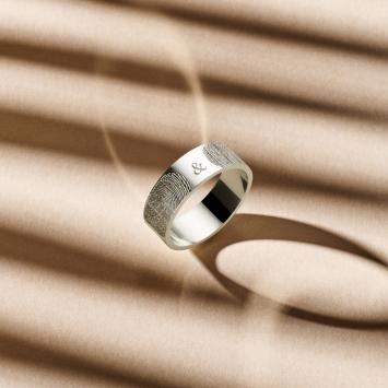 Koppel ring met vingerafdrukken zilver